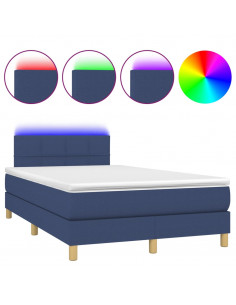 Letto a Molle con Materasso e LED Blu 120x190 cm in Tessuto 2