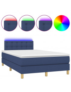 Letto a Molle con Materasso e LED Blu 120x190 cm in Tessuto 2
