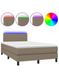 Letto a Molle con Materasso e LED Tortora 120x190 cm in Tessuto 2