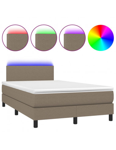 Letto a Molle con Materasso e LED Tortora 120x190 cm in Tessuto