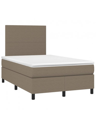 Letto a Molle con Materasso e LED Tortora 120x190 cm in Tessuto