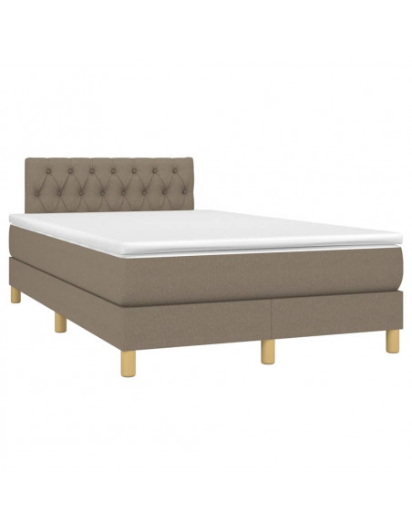 Letto a Molle con Materasso e LED Tortora 120x190 cm in Tessuto