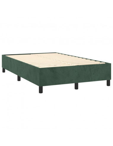 Letto a Molle con Materasso e LED Verde Scuro 120x200cm Velluto