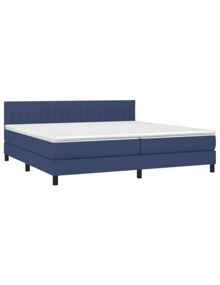 Letto a Molle Materasso e LED Blu 200x200cm in Tessuto