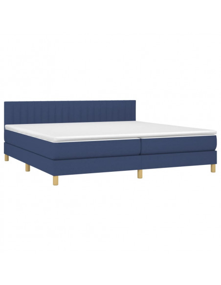 Letto a Molle Materasso e LED Blu 200x200cm in Tessuto