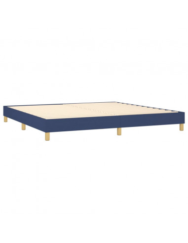 Letto a Molle Materasso e LED Blu 200x200cm in Tessuto