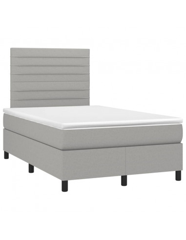 Letto a Molle Materasso e LED Grigio Chiaro 120x190 cm Tessuto