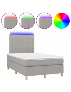 Letto a Molle Materasso e LED Grigio Chiaro 120x190 cm Tessuto 2
