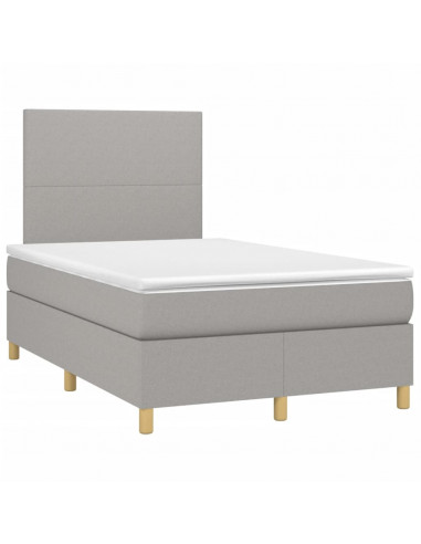 Letto a Molle Materasso e LED Grigio Chiaro 120x190 cm Tessuto
