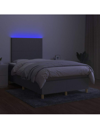 Letto a Molle Materasso e LED Grigio Chiaro 120x190 cm Tessuto