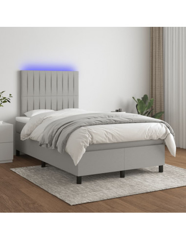 Letto a Molle Materasso e LED Grigio Chiaro 120x190 cm Tessuto
