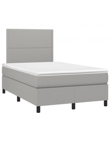 Letto a Molle Materasso e LED Grigio Chiaro 120x190 cm Tessuto