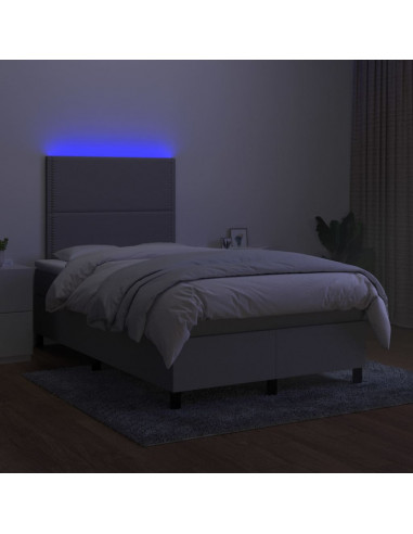 Letto a Molle Materasso e LED Grigio Chiaro 120x190 cm Tessuto