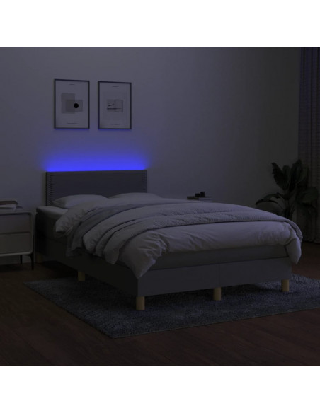 Letto a Molle Materasso e LED Grigio Chiaro 120x190 cm Tessuto