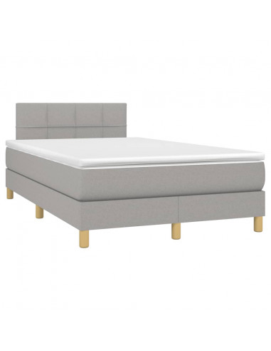 Letto a Molle Materasso e LED Grigio Chiaro 120x190 cm Tessuto