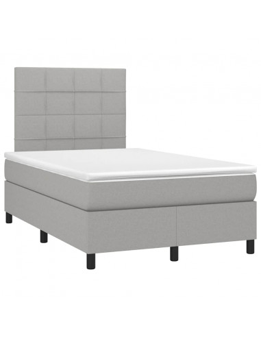 Letto a Molle Materasso e LED Grigio Chiaro 120x190 cm Tessuto