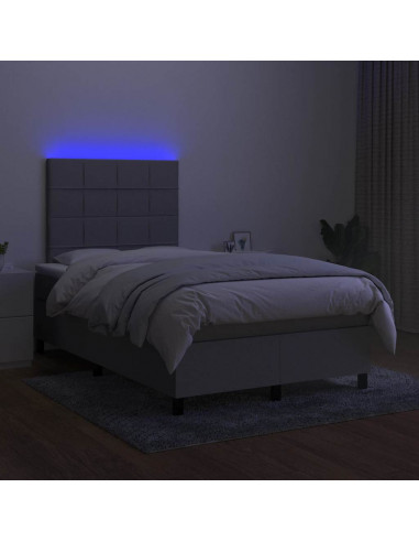 Letto a Molle Materasso e LED Grigio Chiaro 120x190 cm Tessuto