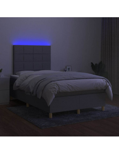 Letto a Molle Materasso e LED Grigio Chiaro 120x190 cm Tessuto