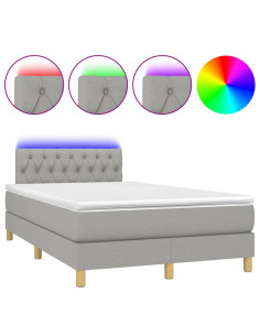 Letto a Molle Materasso e LED Grigio Chiaro 120x190 cm Tessuto 2