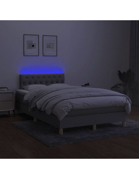 Letto a Molle Materasso e LED Grigio Chiaro 120x190 cm Tessuto