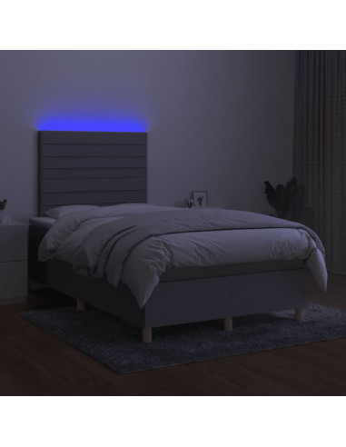 Letto a Molle Materasso e LED Grigio Chiaro 120x190 cm Tessuto