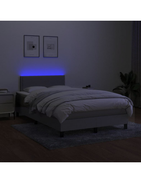 Letto a Molle Materasso e LED Grigio Chiaro 120x190 cm Tessuto