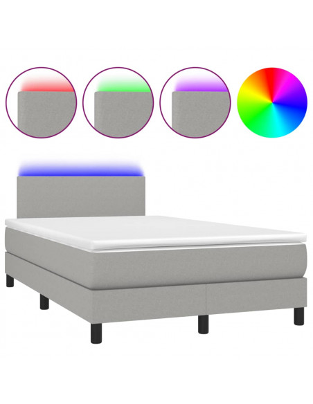 Letto a Molle Materasso e LED Grigio Chiaro 120x190 cm Tessuto