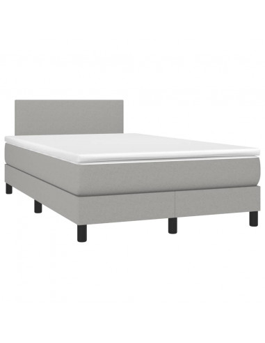 Letto a Molle Materasso e LED Grigio Chiaro 120x190 cm Tessuto