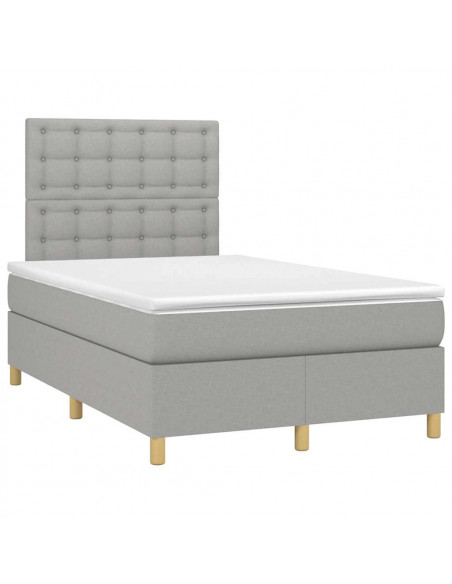 Letto a Molle Materasso e LED Grigio Chiaro 120x190 cm Tessuto