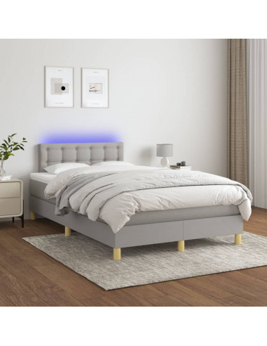 Letto a Molle Materasso e LED Grigio Chiaro 120x190 cm Tessuto