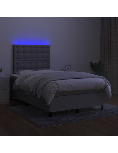Letto a Molle Materasso e LED Grigio Chiaro 120x190 cm Tessuto
