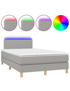 Letto a Molle Materasso e LED Grigio Chiaro 120x190 cm Tessuto 2