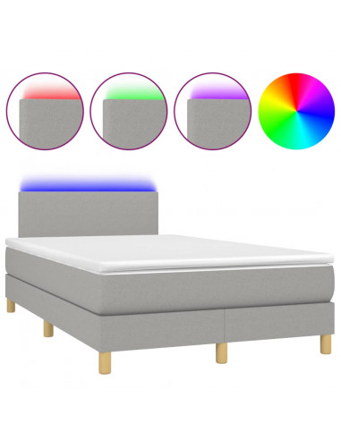 Letto a Molle Materasso e LED Grigio Chiaro 120x190 cm Tessuto