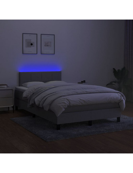 Letto a Molle Materasso e LED Grigio Chiaro 120x190 cm Tessuto