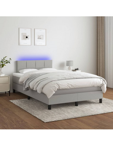 Letto a Molle Materasso e LED Grigio Chiaro 120x190 cm Tessuto