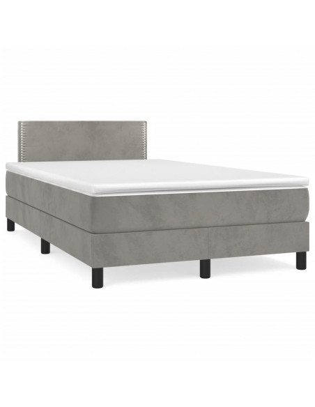 Letto a Molle Materasso e LED Grigio Chiaro 120x190 cm Velluto