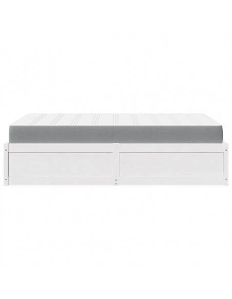 Letto con Materasso Bianco 120x190 cm in Legno Massello di Pino
