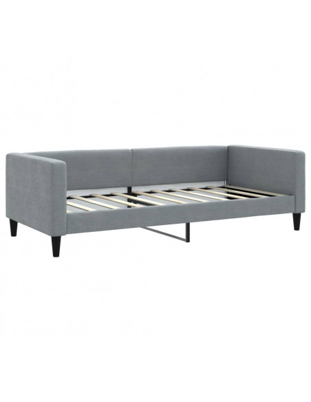 Letto da Giorno Grigio Chiaro 90x190 cm in Tessuto