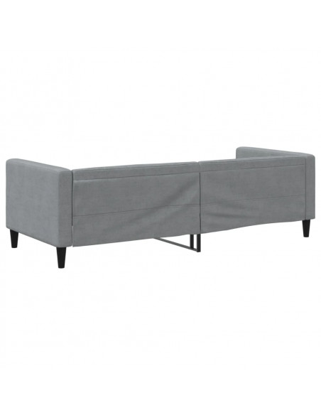 Letto da Giorno Grigio Chiaro 90x190 cm in Tessuto