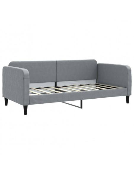 Letto da Giorno Grigio Chiaro 90x190 cm in Tessuto