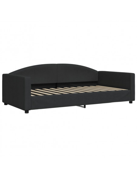 Letto da Giorno Nero 100x200 cm in Tessuto