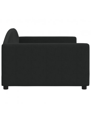 Letto da Giorno Nero 100x200 cm in Tessuto