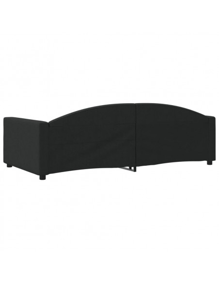 Letto da Giorno Nero 100x200 cm in Tessuto