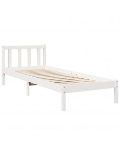 Letto Extra Lungo senza Materasso Bianco 100x210 cm in Pino 2