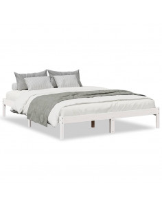 Letto Extra Lungo senza Materasso Bianco 140x220 cm in Pino 2