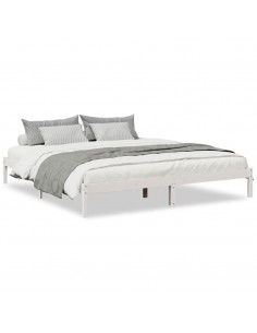 Letto Extra Lungo senza Materasso Bianco 180x220 cm in Pino 2
