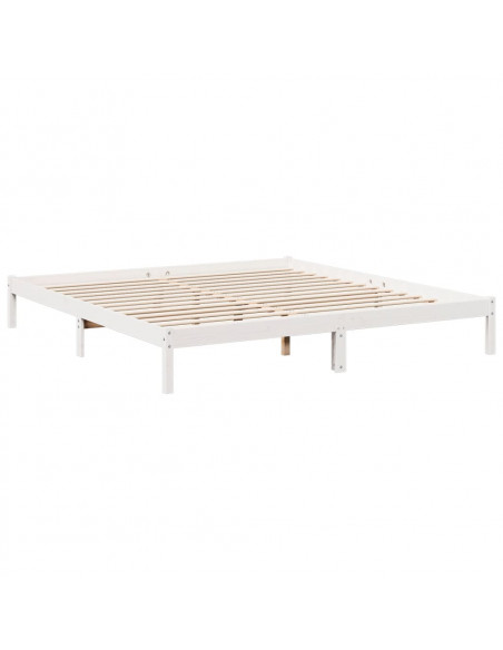 Letto Extra Lungo senza Materasso Bianco 180x220 cm in Pino