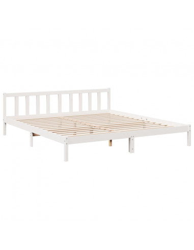 Letto Extra Lungo senza Materasso Bianco 200x220 cm in Pino