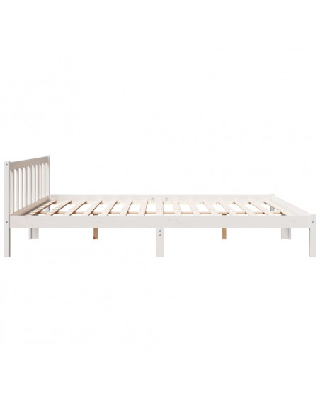 Letto Extra Lungo senza Materasso Bianco 200x220 cm in Pino