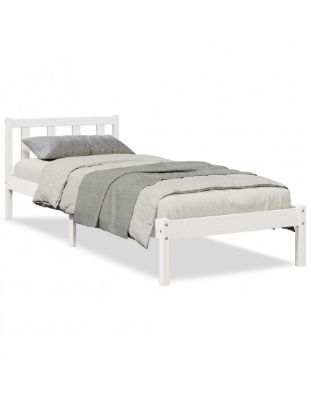 Letto Extra Lungo senza Materasso Bianco 80x220 cm in Pino